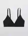 American Eagle Bralette Acanalado Triángulos Negro Real Talla L