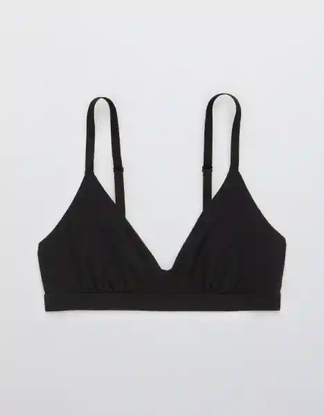 American Eagle Bralette Acanalado Triángulos Negro Real Talla L