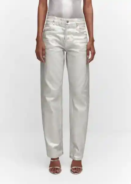 Jean Foil Plata Talla 44 Mujer Mango