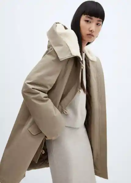 Abrigo Parka Persa Gris Claro Vigoré Talla XS Mujer Mango