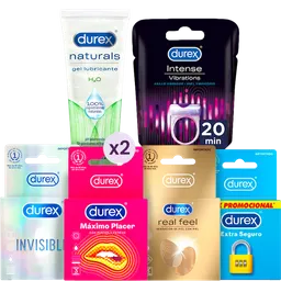 Durex Invisible + Max Placer + Real Feel + Seguro + Anillo + Gel