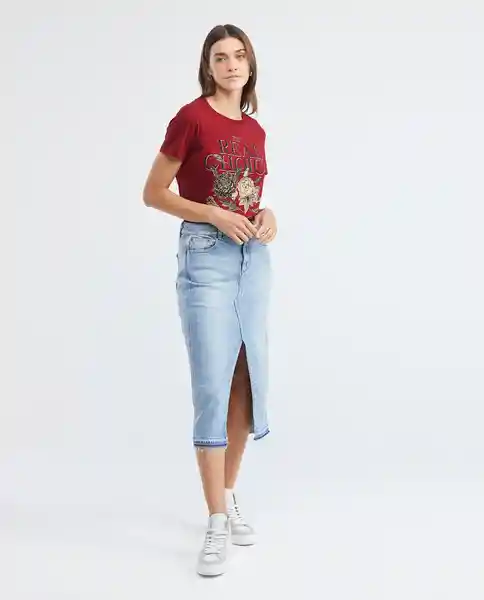 Botanical Graphic Tee Rojo Marsala Ultraoscuro Talla S Mujer Chevignon