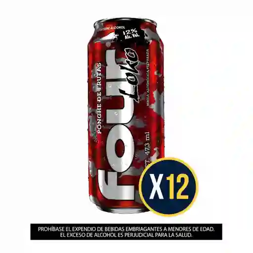 Pack X12 Latas Four Loko Ponche De Frutas 473 Ml