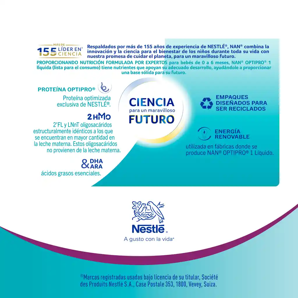 Fórmula infantil líquida NAN OPTIPRO 1 Caja x 4 botellas
