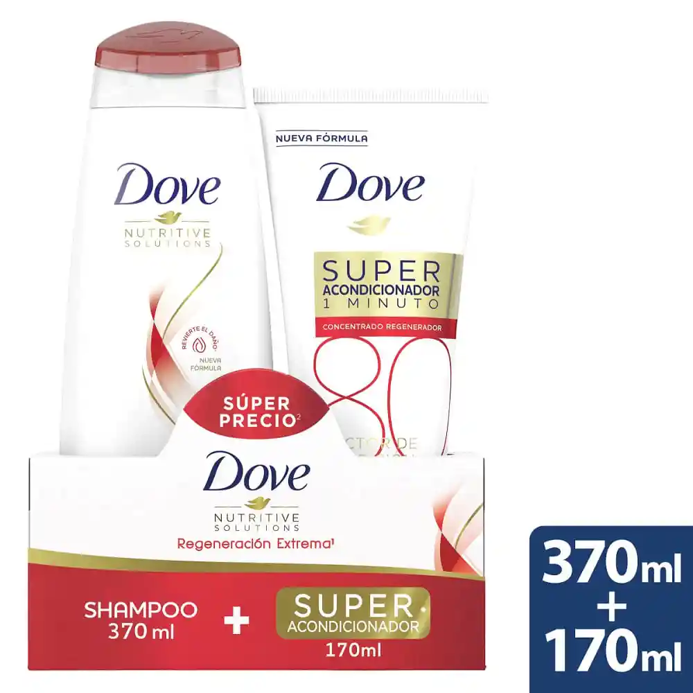 Oferta Dove Shampoo 370 Ml + Acondicionador Regeneracion Extrema