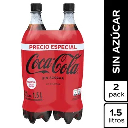 Gaseosa Coca-Cola Sin Azúcar 1.5L x 2 Unds