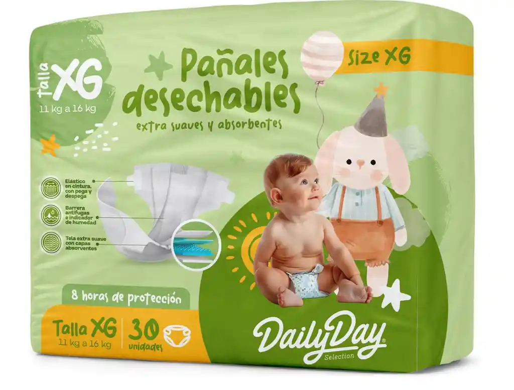 Pañales Desech Dailyday Talla Xg*30unds