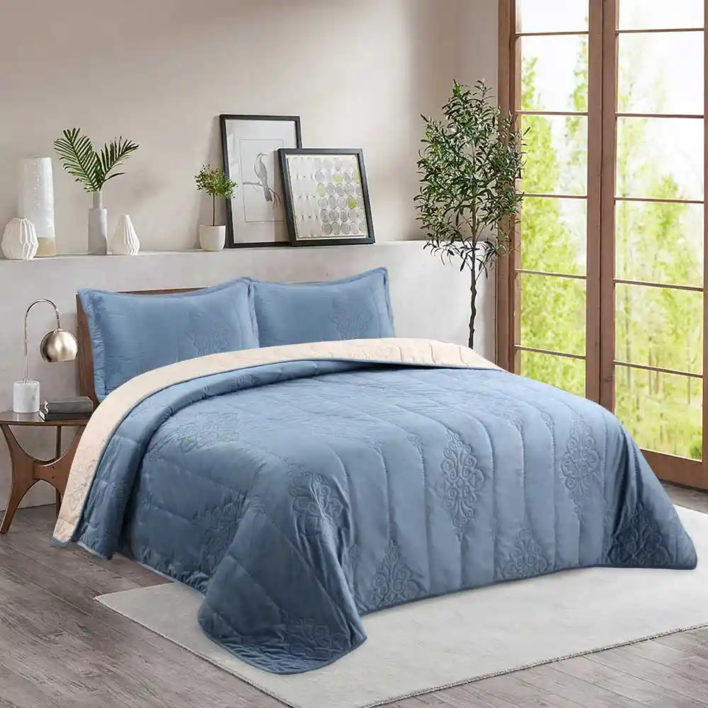 Quilt Krea Bordado Aplicación Microfibra 2 Plazas