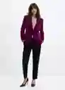 Blazer Americana Combi Morado Talla 24 Mujer Mango