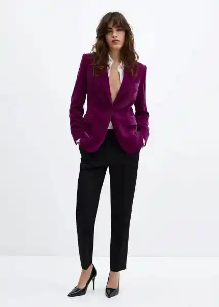 Blazer Americana Combi Morado Talla 24 Mujer Mango