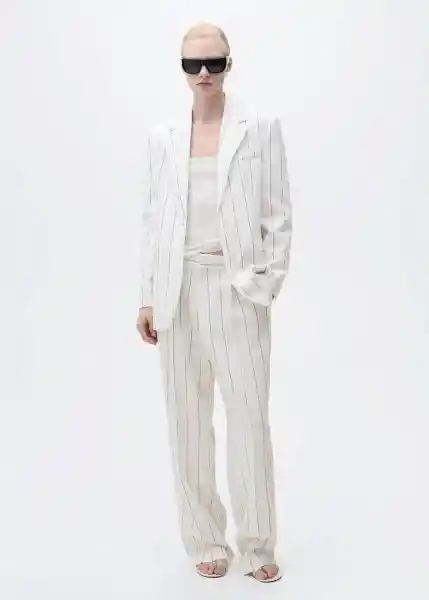 Blazer Americana Moscova Blanco Talla M Mujer Mango