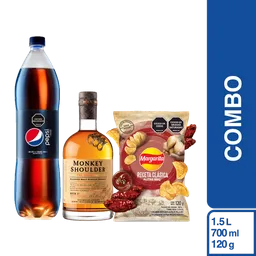 Combo Gaseosa Pepsi Zero 1.5 L + Whisky + Papas Margarita Bbq