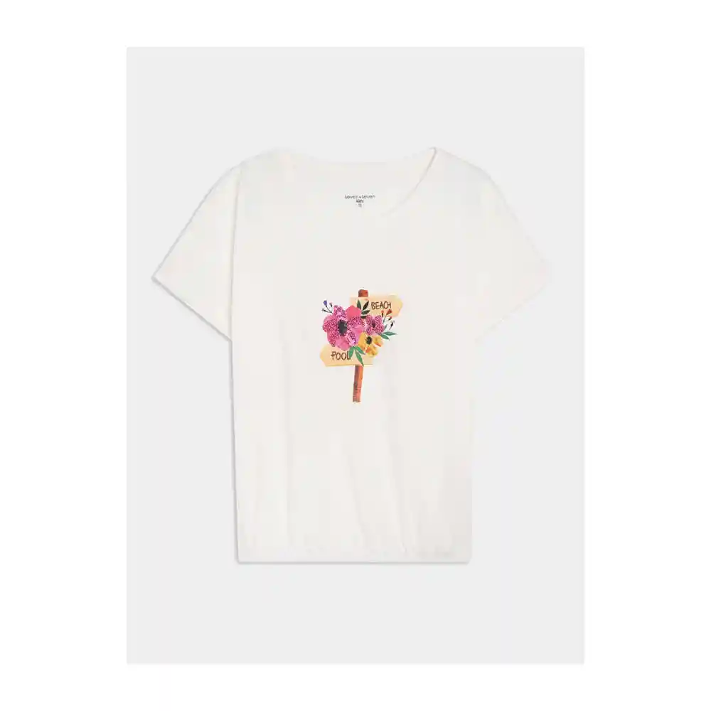 Camiseta Manga Corta Con Ruedo Encauchado Color Crema