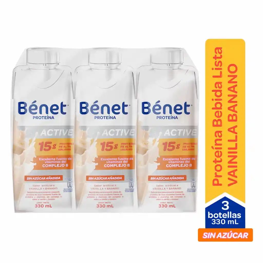 Benet Bebida Lista de Proteína Sabor a Vainilla y Banano sin Azúcar 