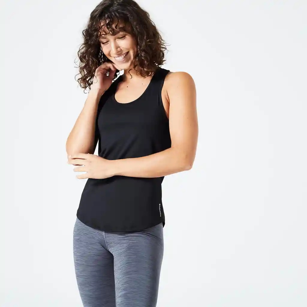 Camiseta Esqueleto Para Cardio Mujer Domyos Negro