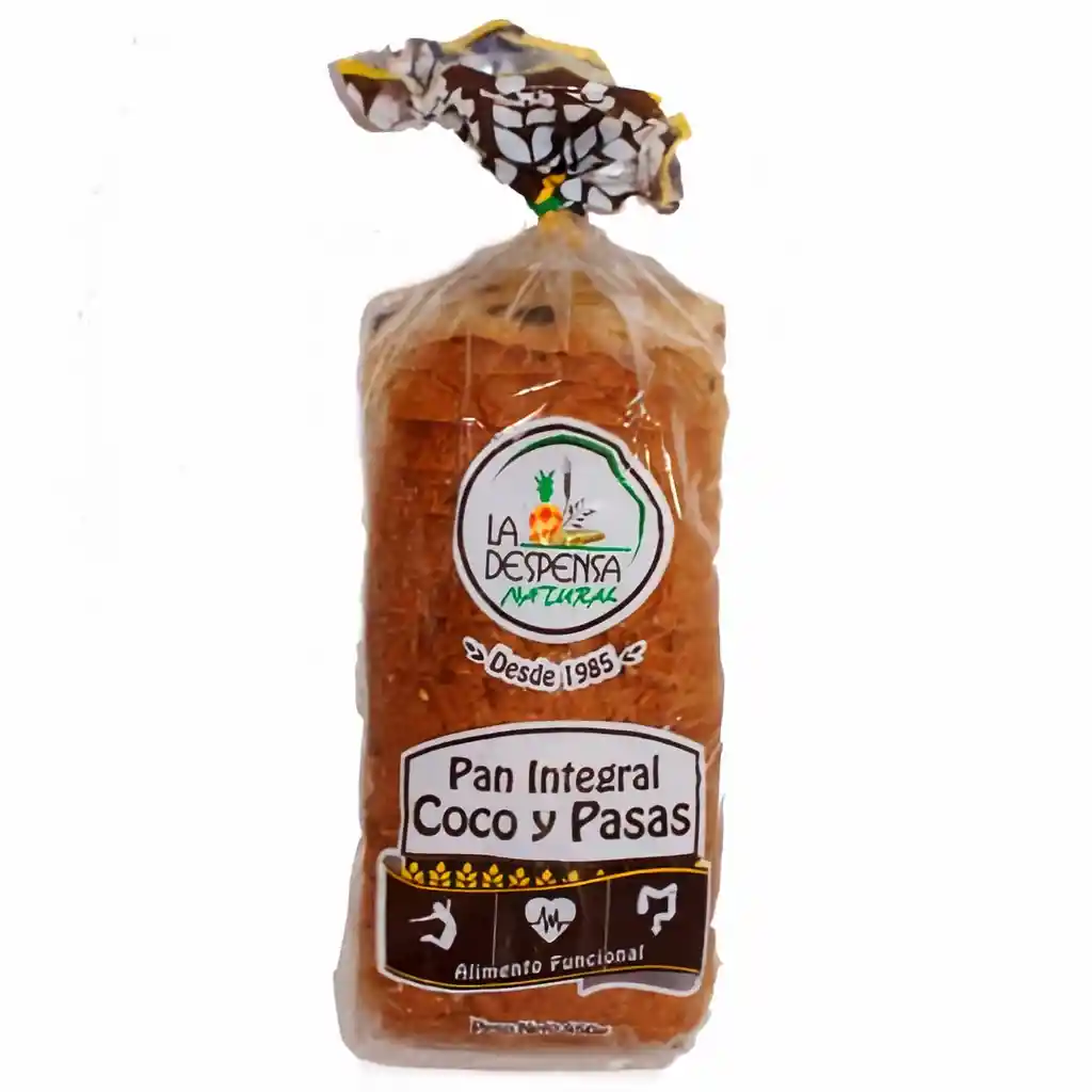 La Despensa Natural Pan Integral Coco y Pasas Tajado