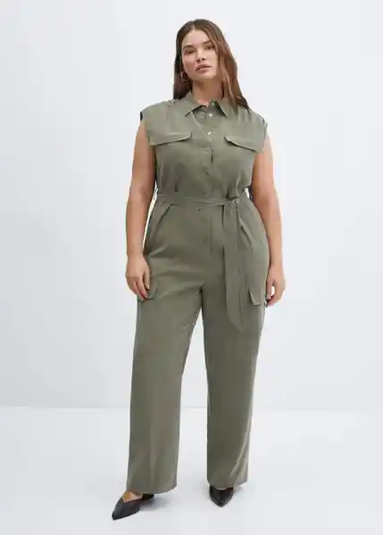 Enterizo Mono Daily Khaki Talla L Mujer Mango