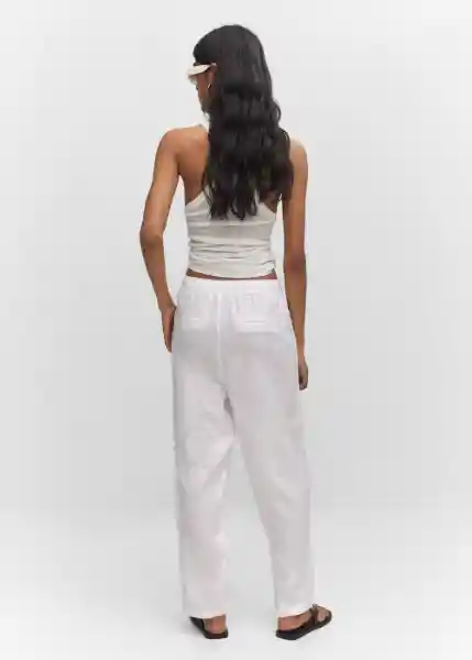 Pantalón Linen Blanco Talla 18 Mujer Mango