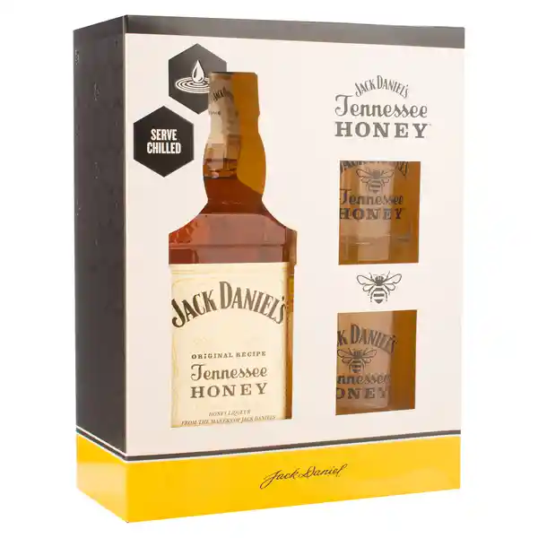  Jack Daniels Kit Whisky Honey + Vasos 