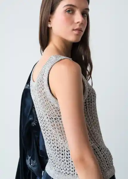 Suéter Tejido Mujer Gris Plateado Medio Talla M 483G079 Naf Naf