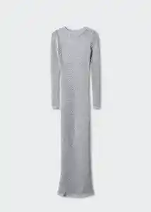 Vestido Pruna Plata Talla L Mujer Mango