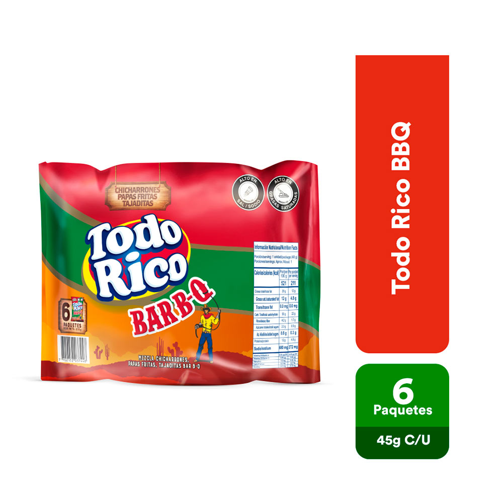 Todo Rico Pasabocas Surtidos Sabor Bbq 270 g