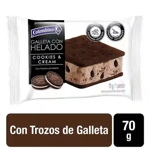 Colombina Galleta con Helado Sabor Cookies y Cream con Trocitos