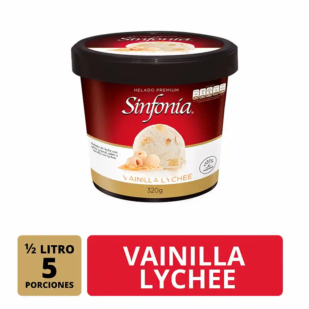 Sinfonía Helado Sabor a Vainilla y Lychee