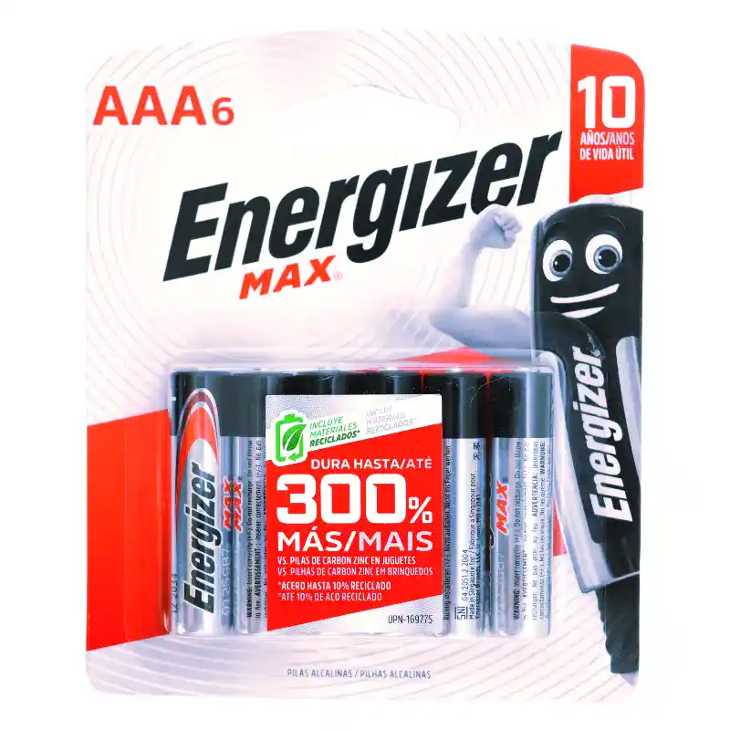 Energizer Max Pilas Alcalinas AAA Pack 6 und
