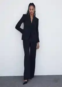 Blazer Americana Iguana Negro Talla M Para Mujer Mango