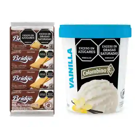 Combo Bridge Galleta Tipo Wafer Chocolate + Colombina Helado