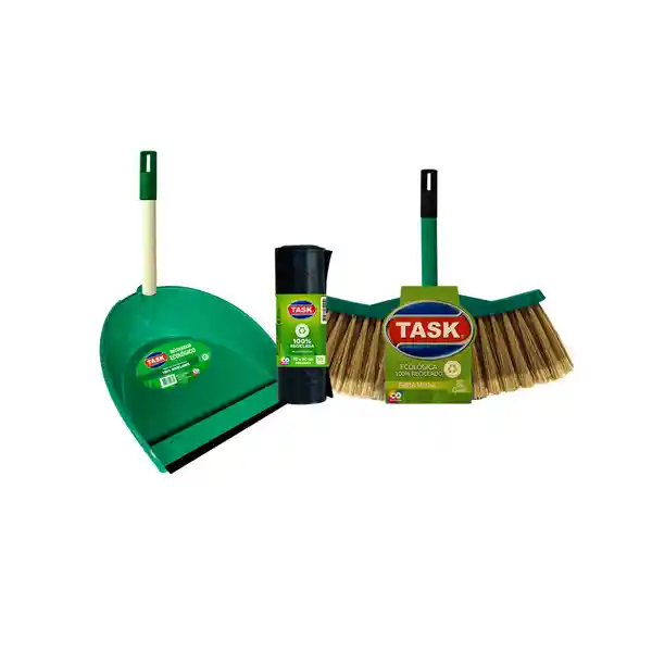 Task Kit Escoba + Recogedor Ecológico + Bolsa Basuramna