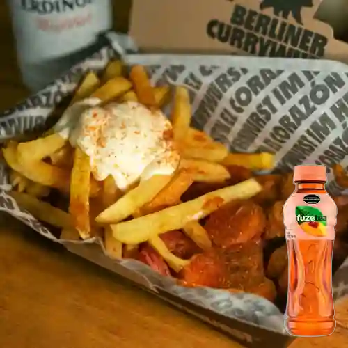 Combo Currywurst Gruyere + Fuze Tea Durazno 400ML