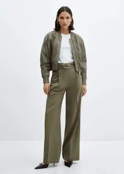 Pantalón Angie Khaki Talla 34 Mujer Mango