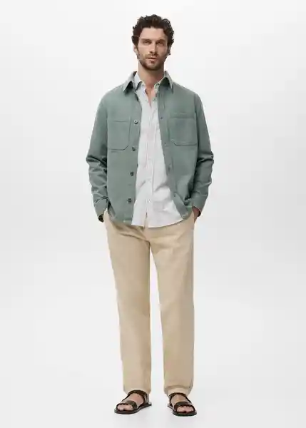 Camisa Playr Khaki Talla M Hombre Mango