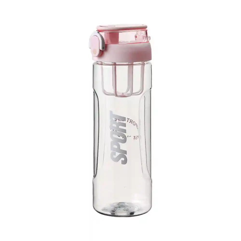 Miniso Botella De Platico Con Anillo Mezclador Rosa