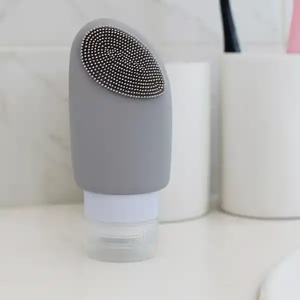 Botella Con Cepillo Facial Serie Macaron Azul y Gris Miniso