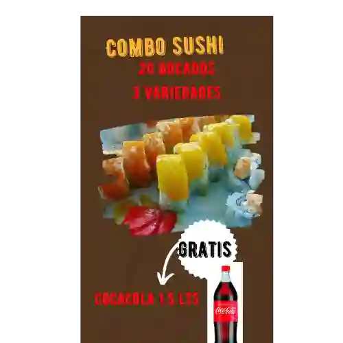 Combo Sushi 20 Bocados + Cocacola 15