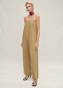 Enterizo Mono Lina Beige Talla S Mujer Mango