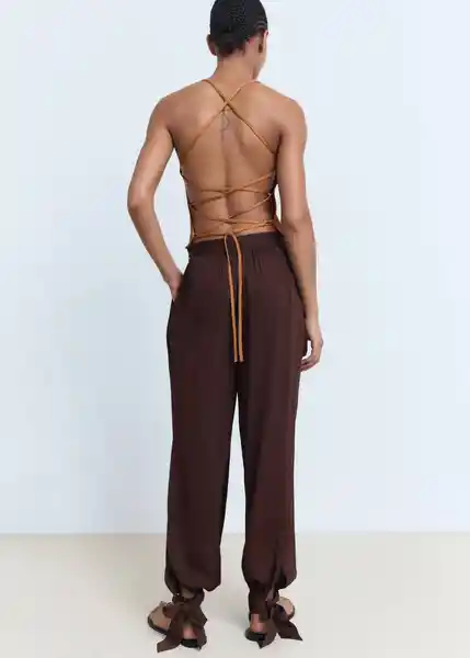 Pantalón Odalisca Chocolate Talla 38 Mujer Mango