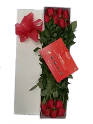 Caja 24 Rosas Rojas Flores Frescas y Chocolates