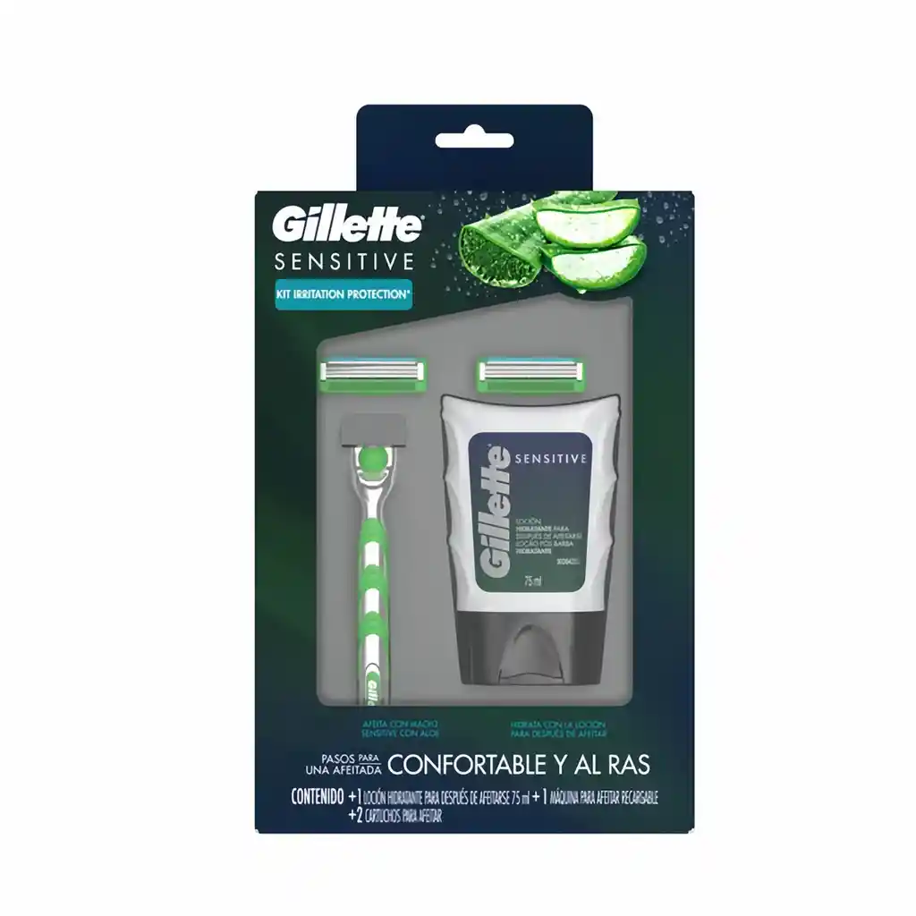 Gillette Pack Maquina Afeitar Mach 3 Sensitive Loción Sensitive