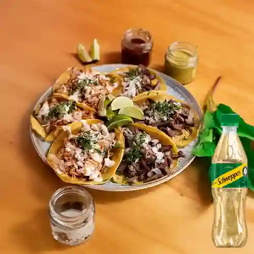 Tacos X 6 de Carne Asada +Schweppes Ginger Ale 400ML