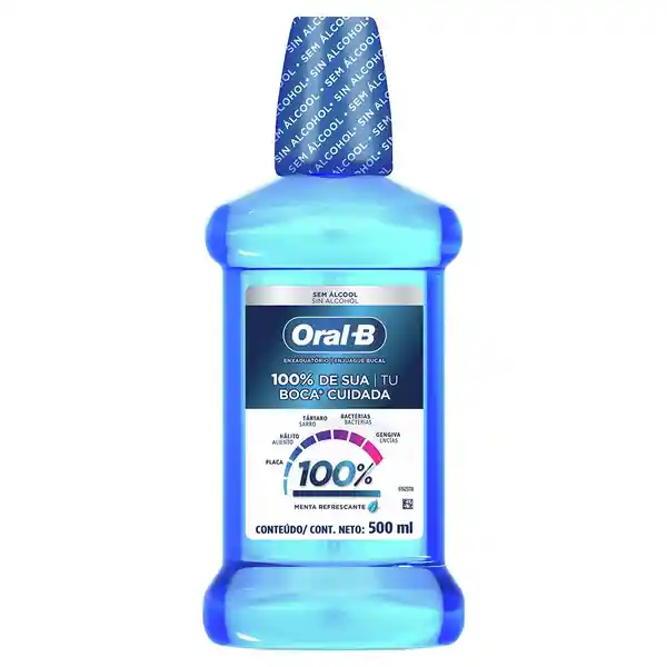 Enjuague Bucal Con Sabor A Menta Refrescante Oral-B 100% De Tu Boca Cuidada 500 ml