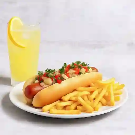 Perro Americano con Papas Mas Bebida