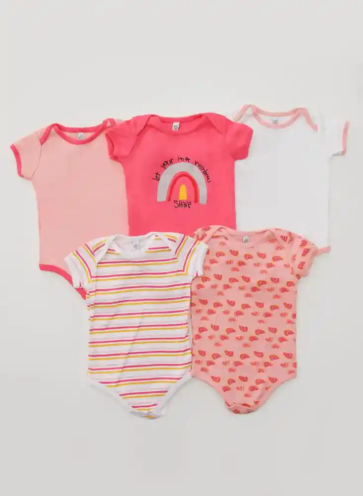 Body Manga Corta Niña X5 6/9 Meses-fucsia