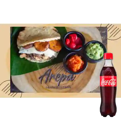 Combo Arepa Arrecha + Coca-Cola Sabor Original 400 ml