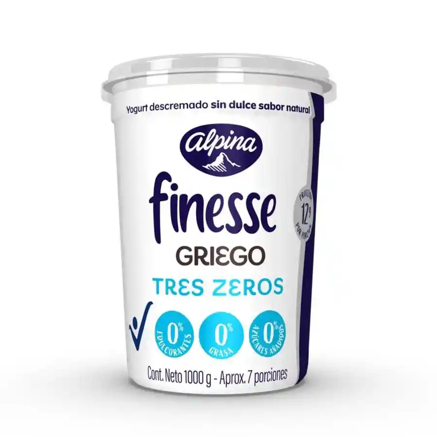 Yogurt Griego Finesse Tres Zeros Sabor Natural (1000 Gr)