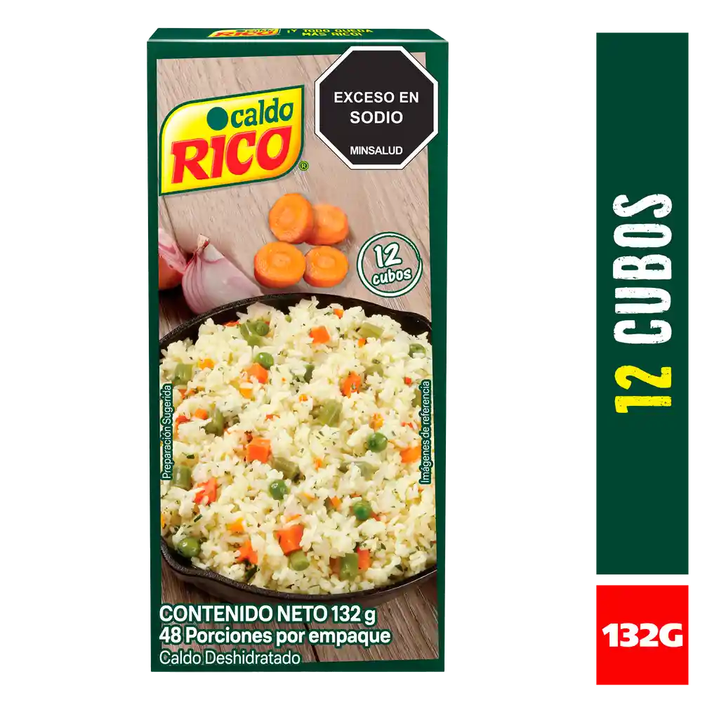 Caldo RICO deshidratado con verduras 12 cubos x 132g