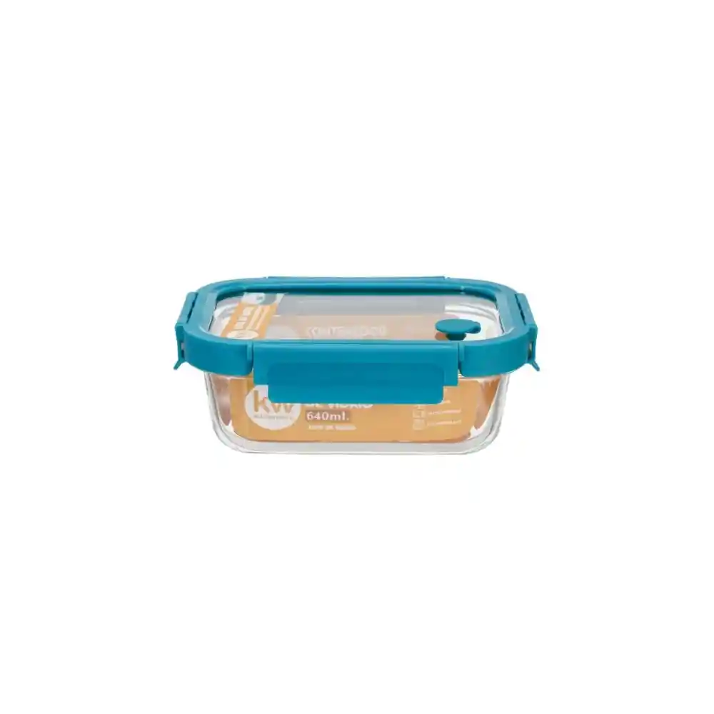 Contenedor Kw Rect en Vidrio Con Tapa Click